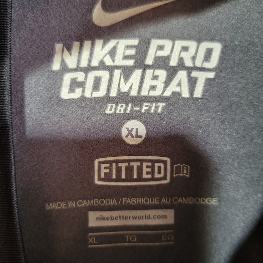 Nike Pro Combat Hyperwarm Dri-Fit Mock Neck Shirt Gray Mens XL Fitted - Picture 3 of 10